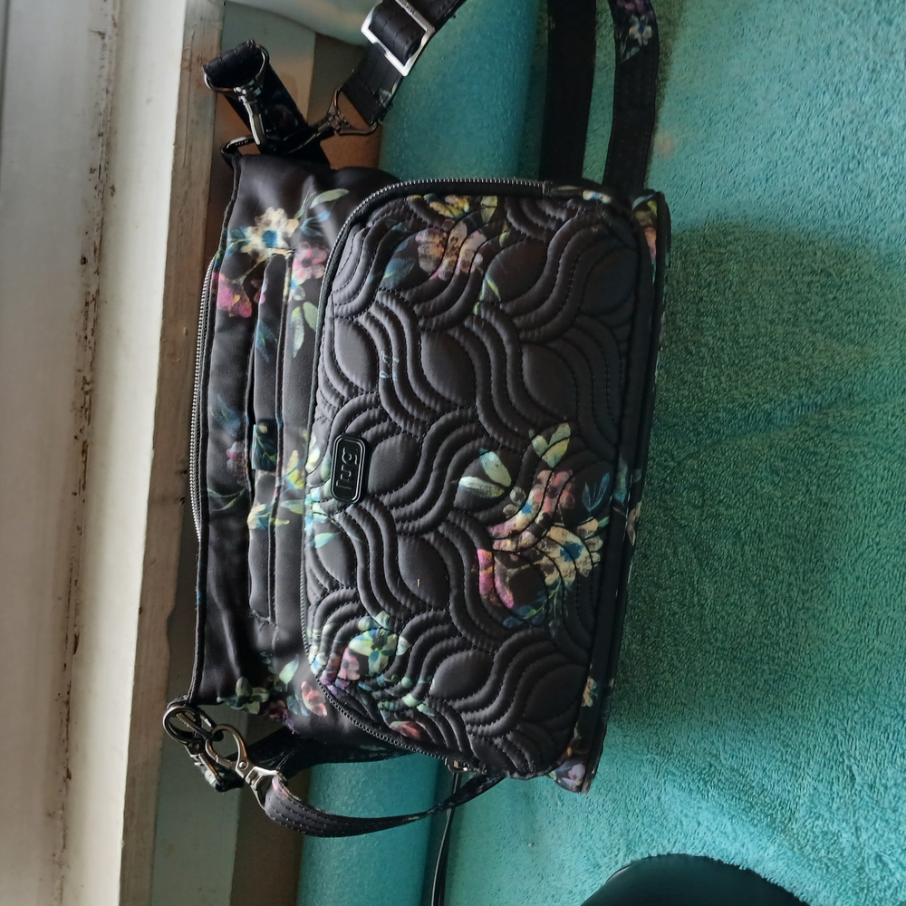 Lug Black Crossbody Bag with Modern Geometric Design